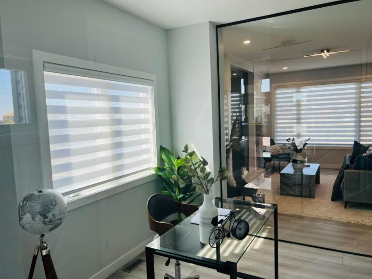 zebra sheer shades of Skyview blinds and shades in Calgary