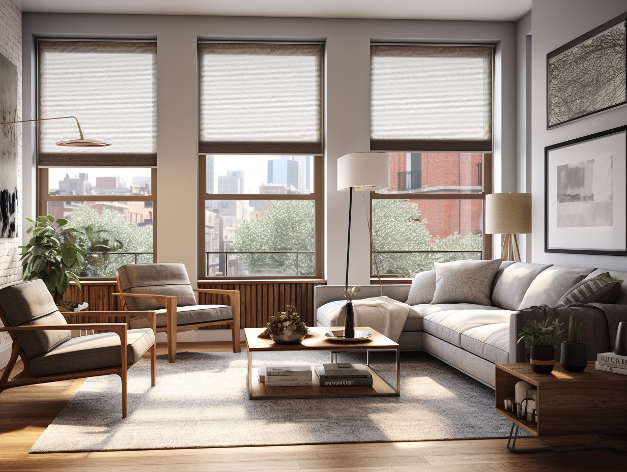 living room in Calgary with Window fashions installed after design consultation