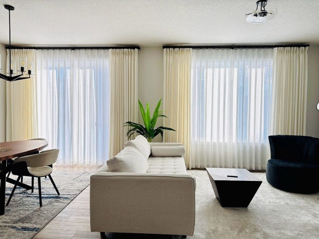 Curtains in Calgary in fully-furnished house by Skyview Blinds and Shades
