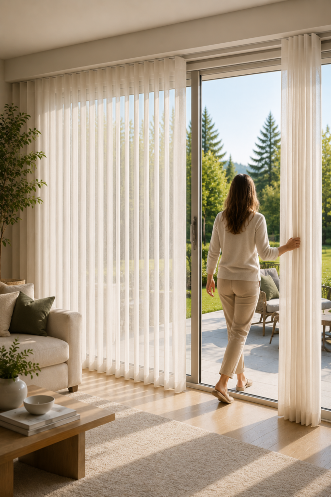 Effortless Sliding Door Access for vertical Soft Shades in Calgary