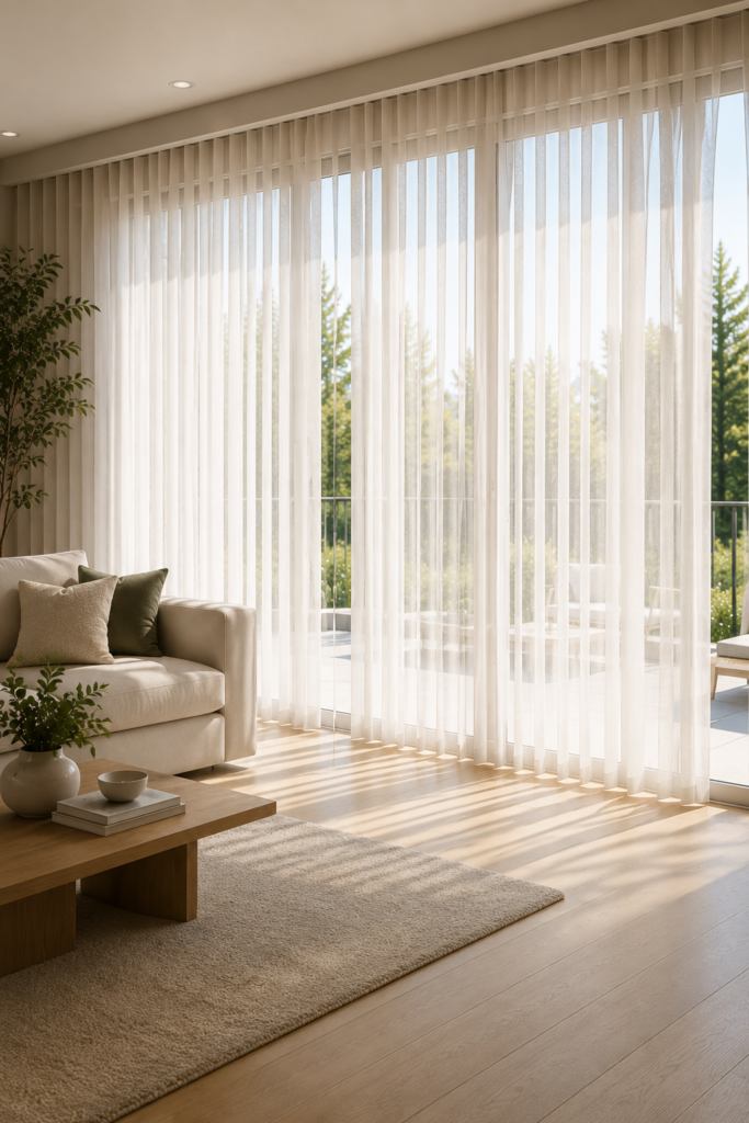 Large window coverings for vertical Soft Shades in Calgary