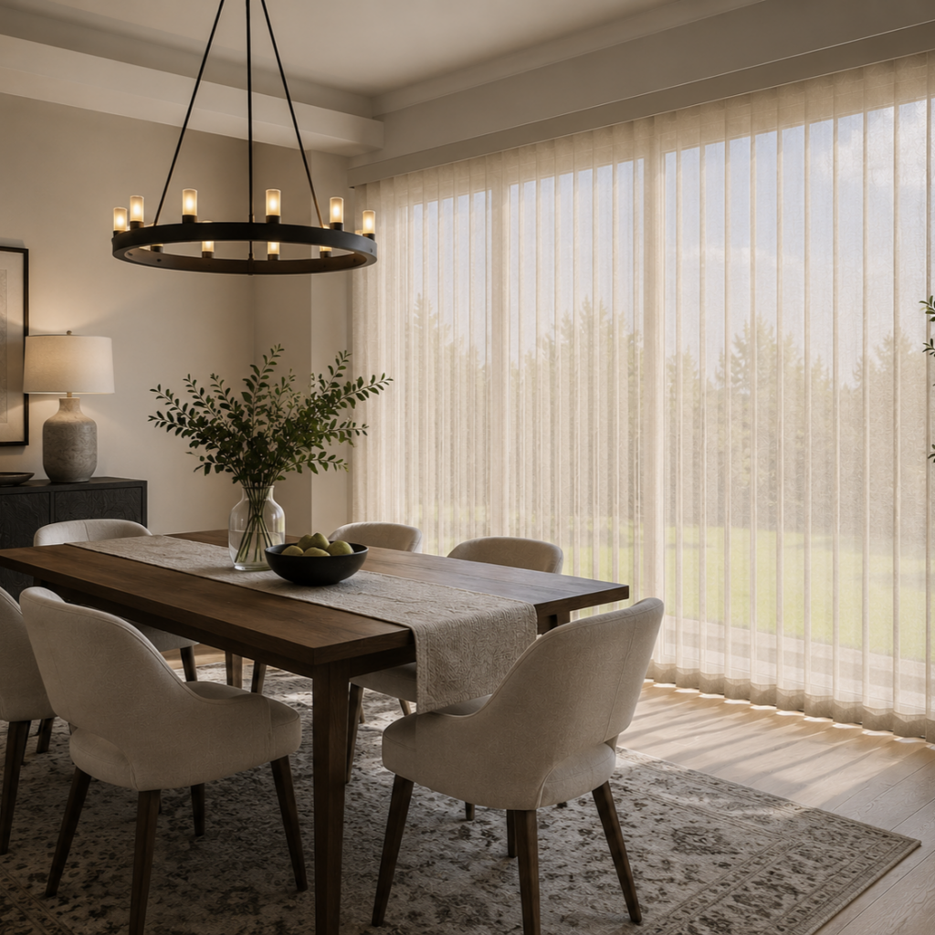Vertical soft shades in Calgary for Dining Rooms