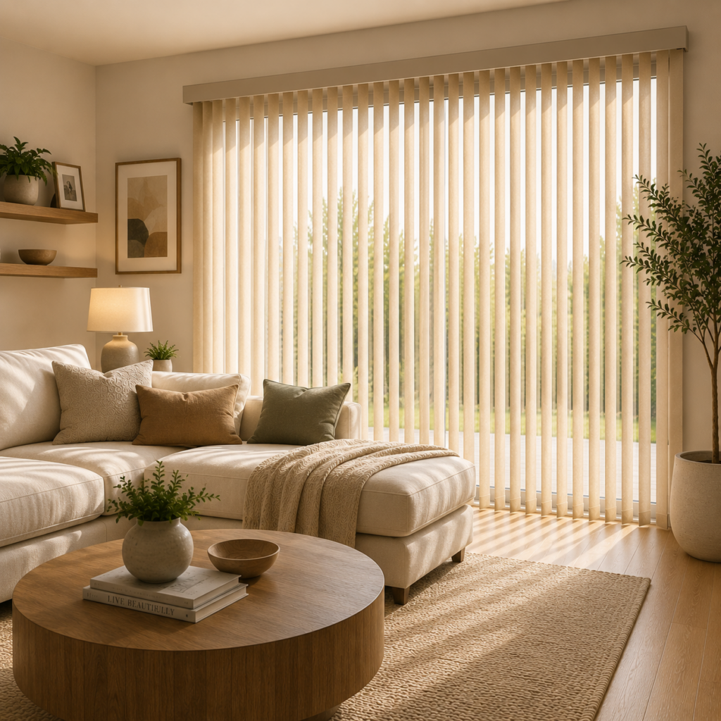 Vertical soft shades in Calgary for Living Rooms