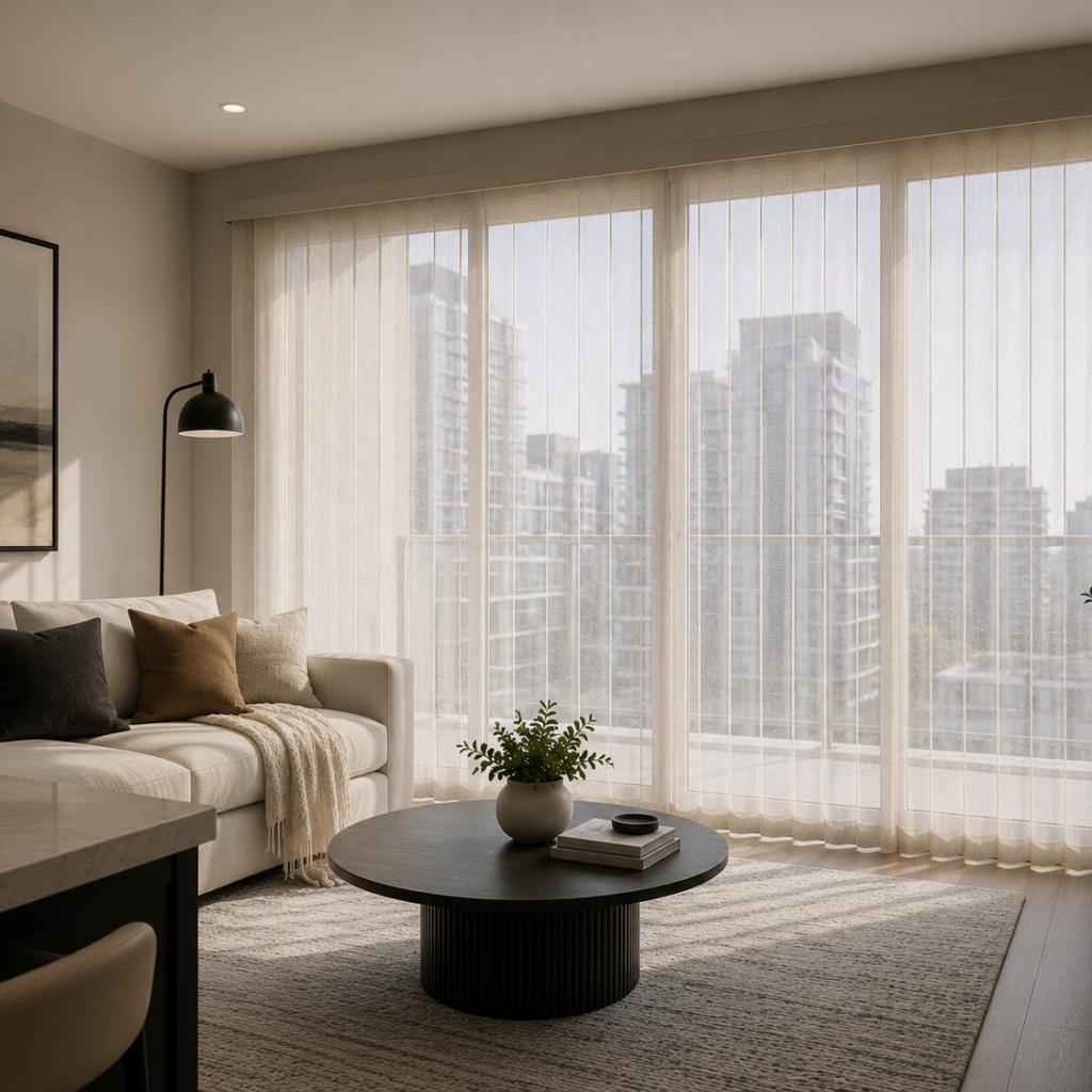 Vertical soft shades in Calgary for Modern Condos