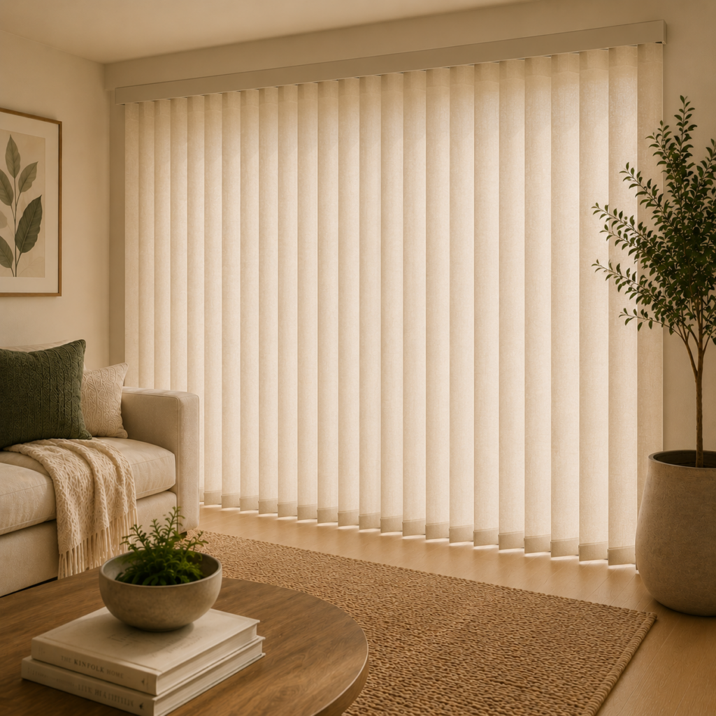 Vertical soft shades in Calgary in closed position