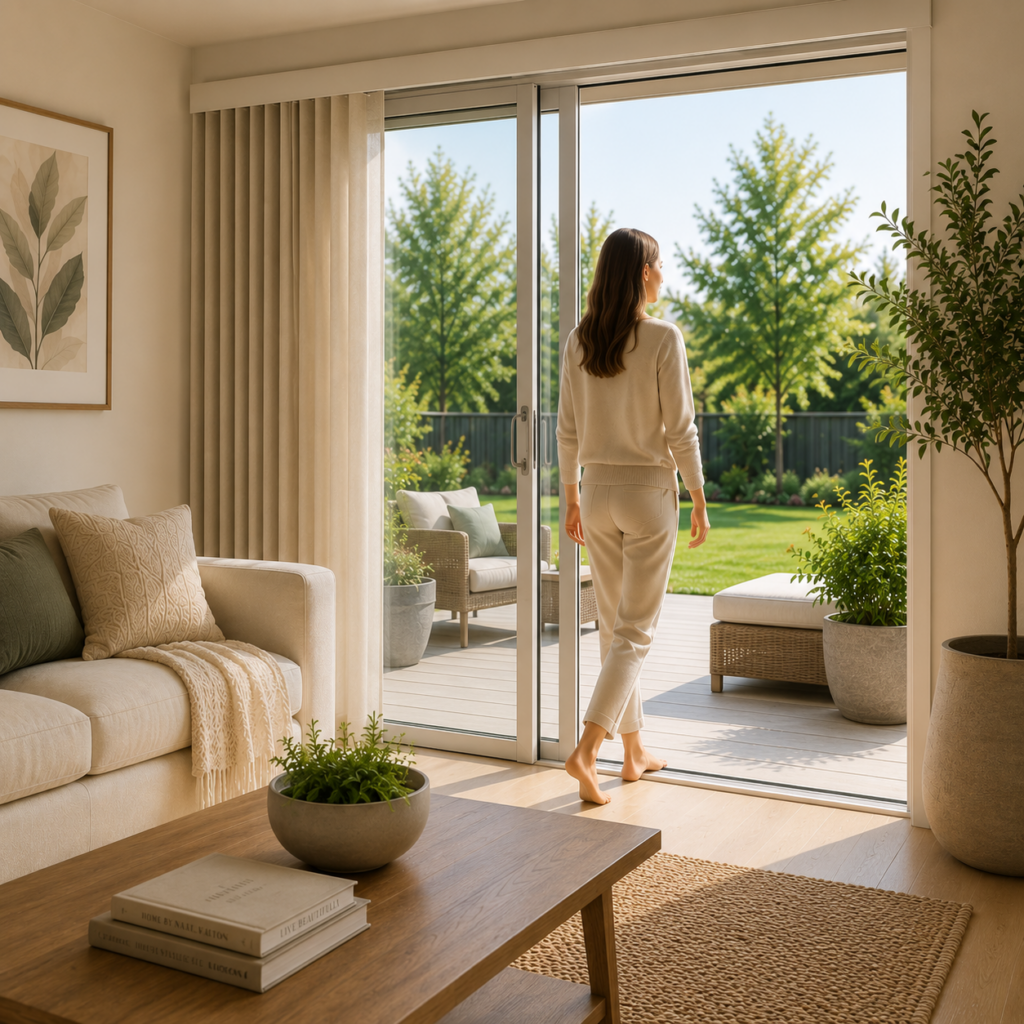 Vertical soft shades in Calgary in open position
