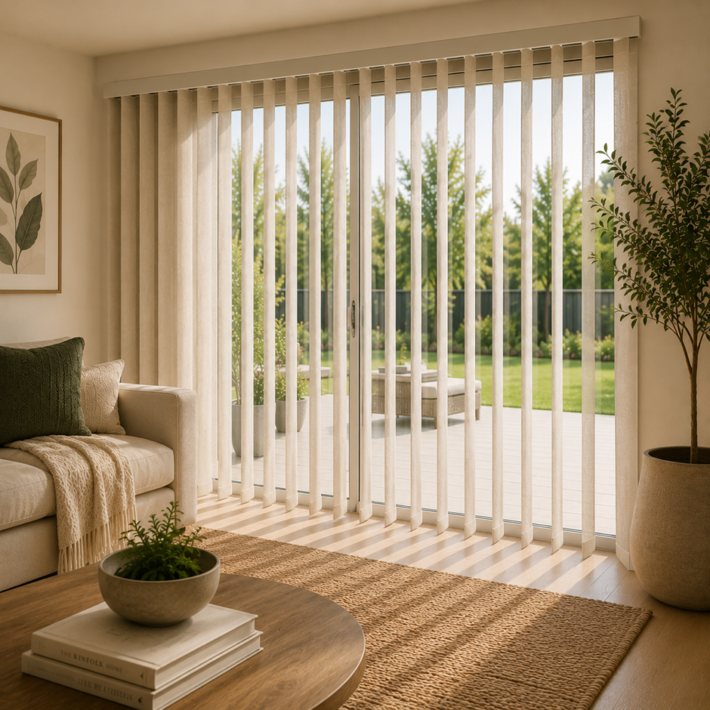 Vertical soft shades in Calgary in tilted position