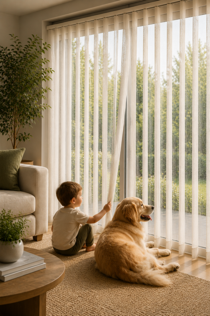 child and pet friendly for vertical Soft Shades in Calgary