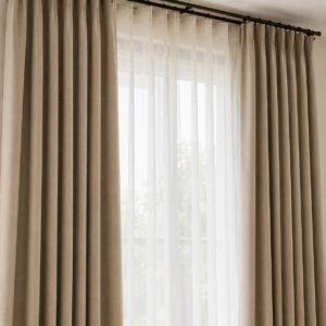 layered curtains close-up view