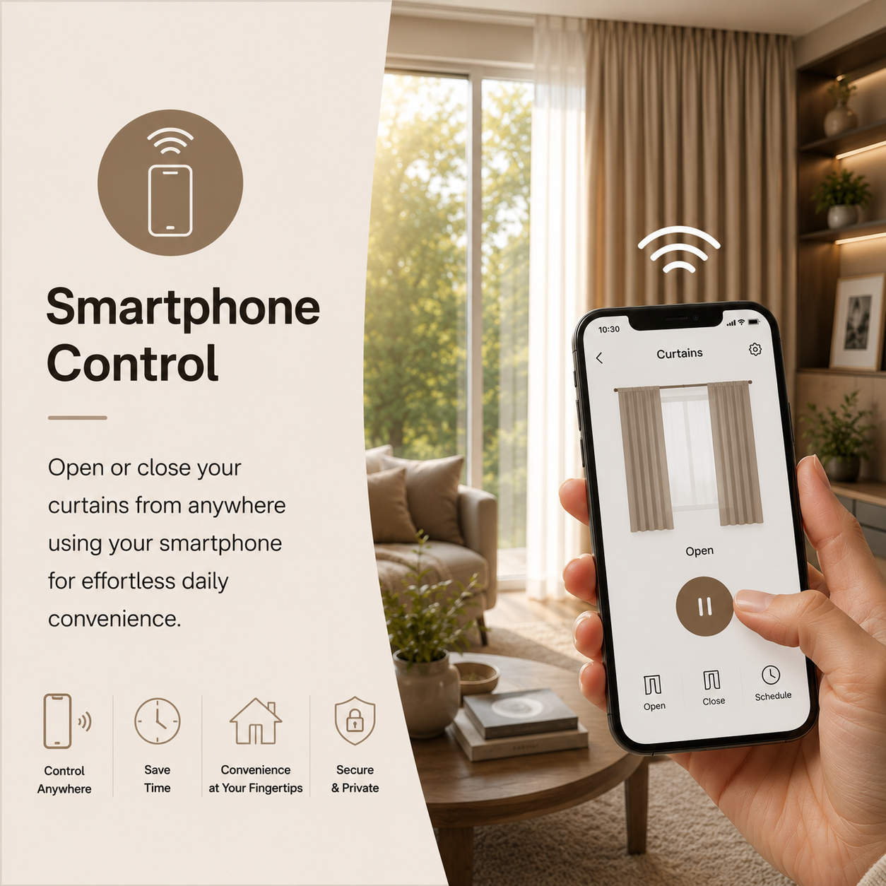 smart phone control curtains in Calgary by Skyview blinds