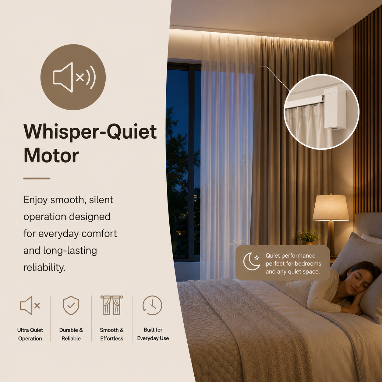 whisper quiet motor curtains in Calgary by Skyview blinds