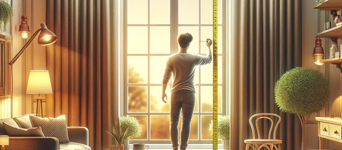 a person measuring windows for window blinds in Calgary